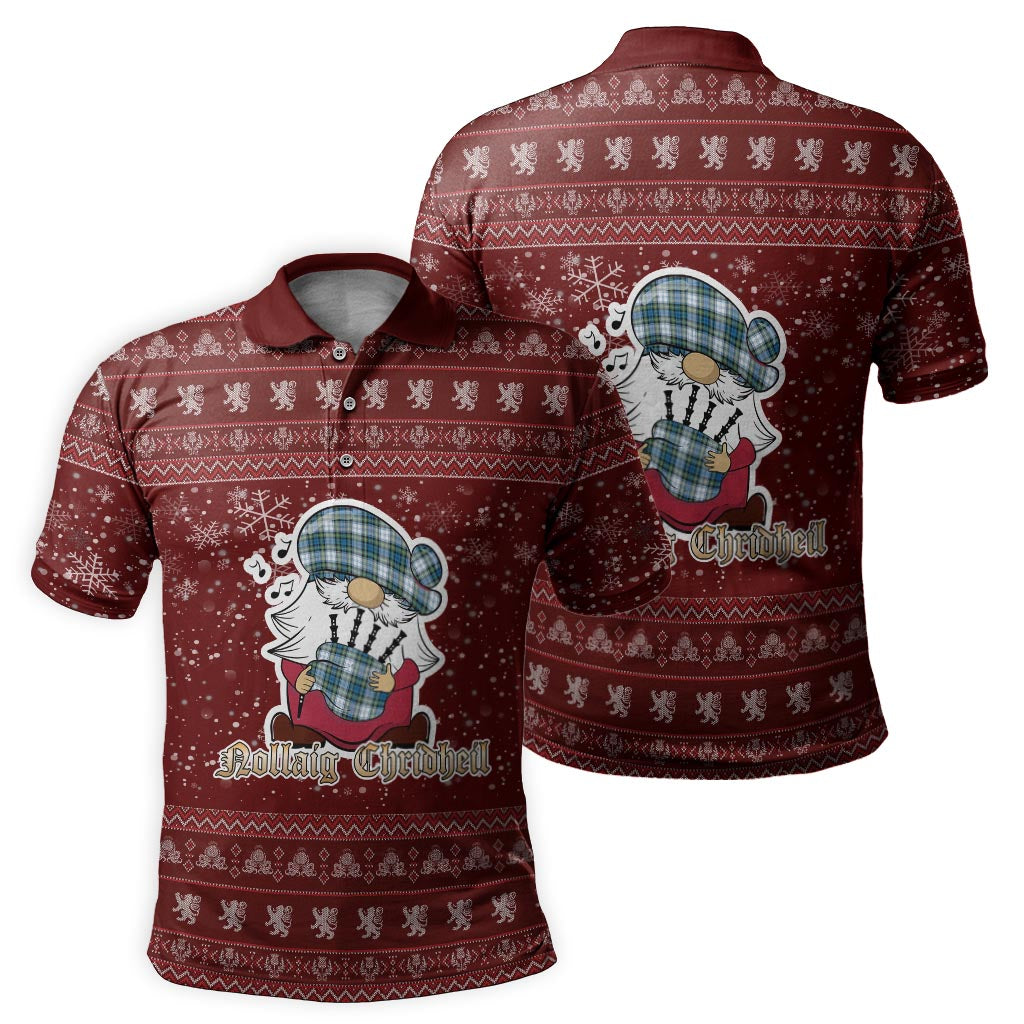 Campbell Dress Ancient Clan Christmas Family Polo Shirt with Funny Gnome Playing Bagpipes - Tartanvibesclothing