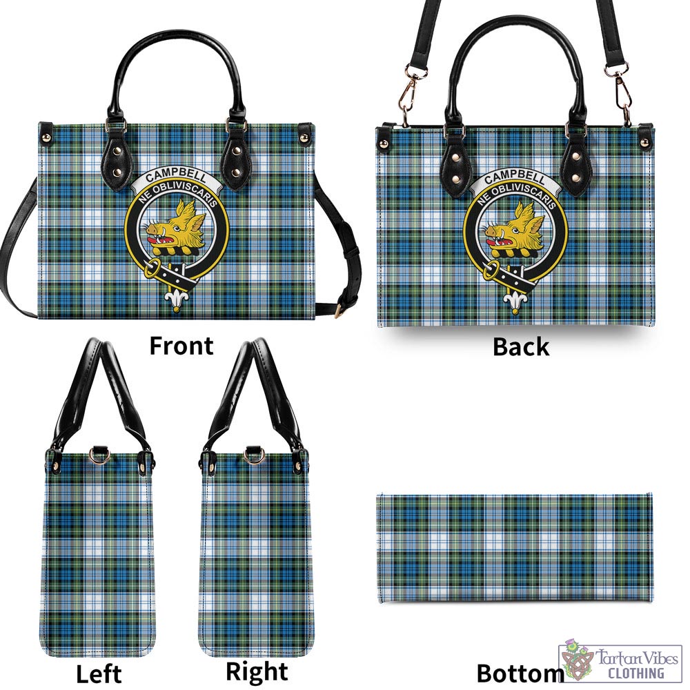 Tartan Vibes Clothing Campbell Dress Ancient Tartan Luxury Leather Handbags with Family Crest