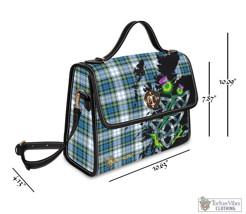 Tartan Vibes Clothing Campbell Dress Ancient Tartan Waterproof Canvas Bag with Scotland Map and Thistle Celtic Accents