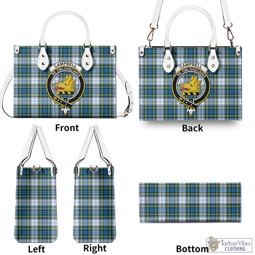 Tartan Vibes Clothing Campbell Dress Ancient Tartan Luxury Leather Handbags with Family Crest