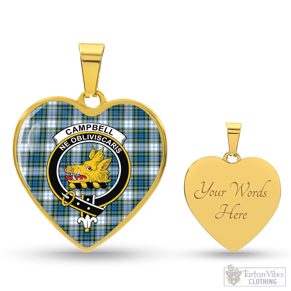 Tartan Vibes Clothing Campbell Dress Ancient Tartan Heart Necklace with Family Crest