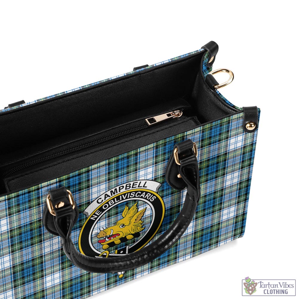 Tartan Vibes Clothing Campbell Dress Ancient Tartan Luxury Leather Handbags with Family Crest