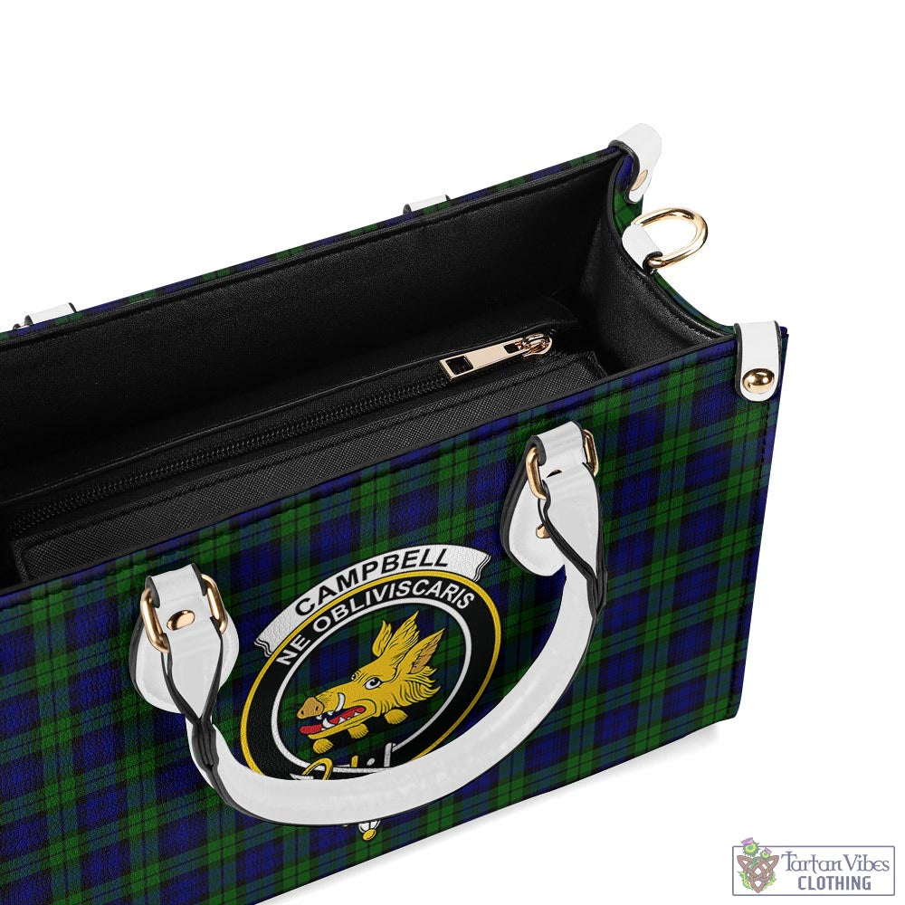 Tartan Vibes Clothing Campbell Modern Tartan Luxury Leather Handbags with Family Crest