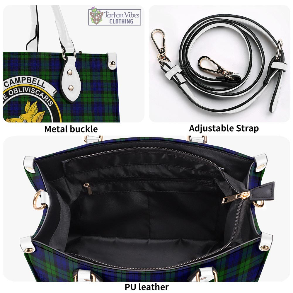 Tartan Vibes Clothing Campbell Modern Tartan Luxury Leather Handbags with Family Crest