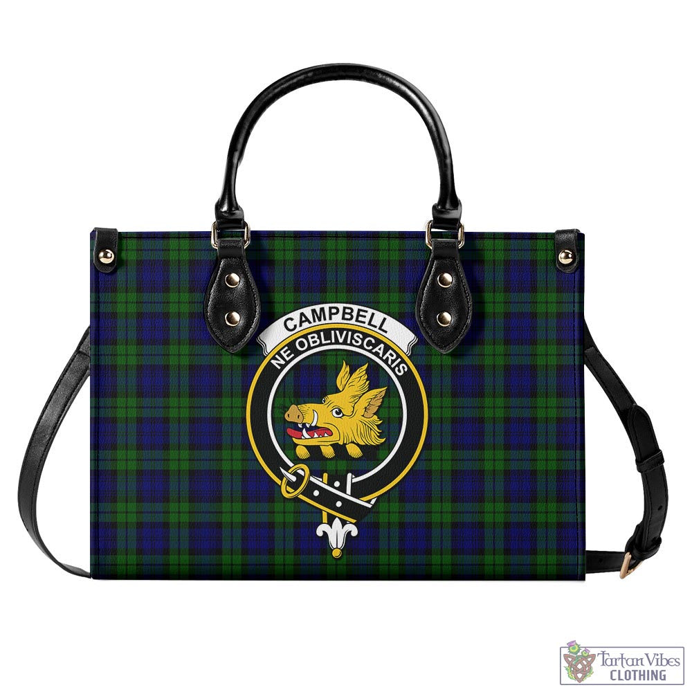 Tartan Vibes Clothing Campbell Modern Tartan Luxury Leather Handbags with Family Crest