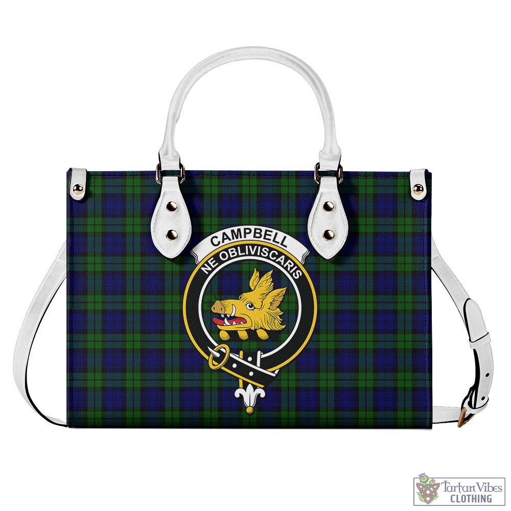 Tartan Vibes Clothing Campbell Modern Tartan Luxury Leather Handbags with Family Crest