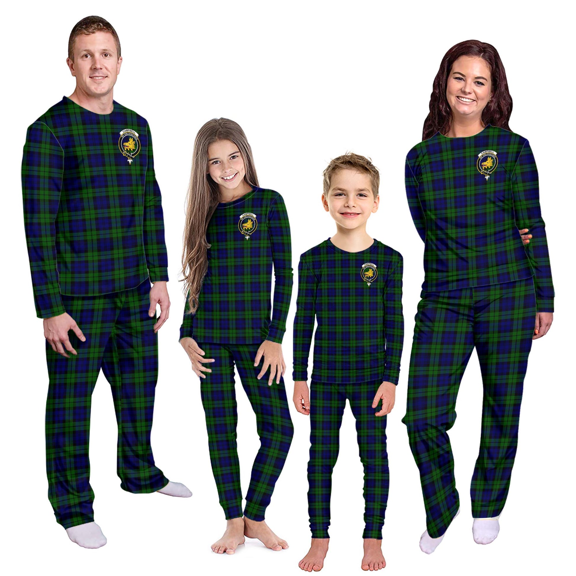 Campbell Tartan Pajamas Family Set with Family Crest Kid - Tartan Vibes Clothing