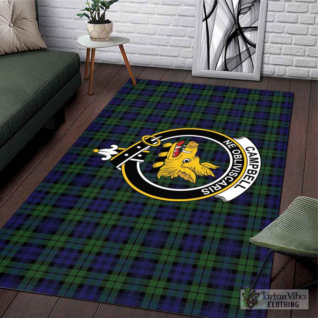 Tartan Vibes Clothing Campbell Modern Tartan Area Rug with Family Crest