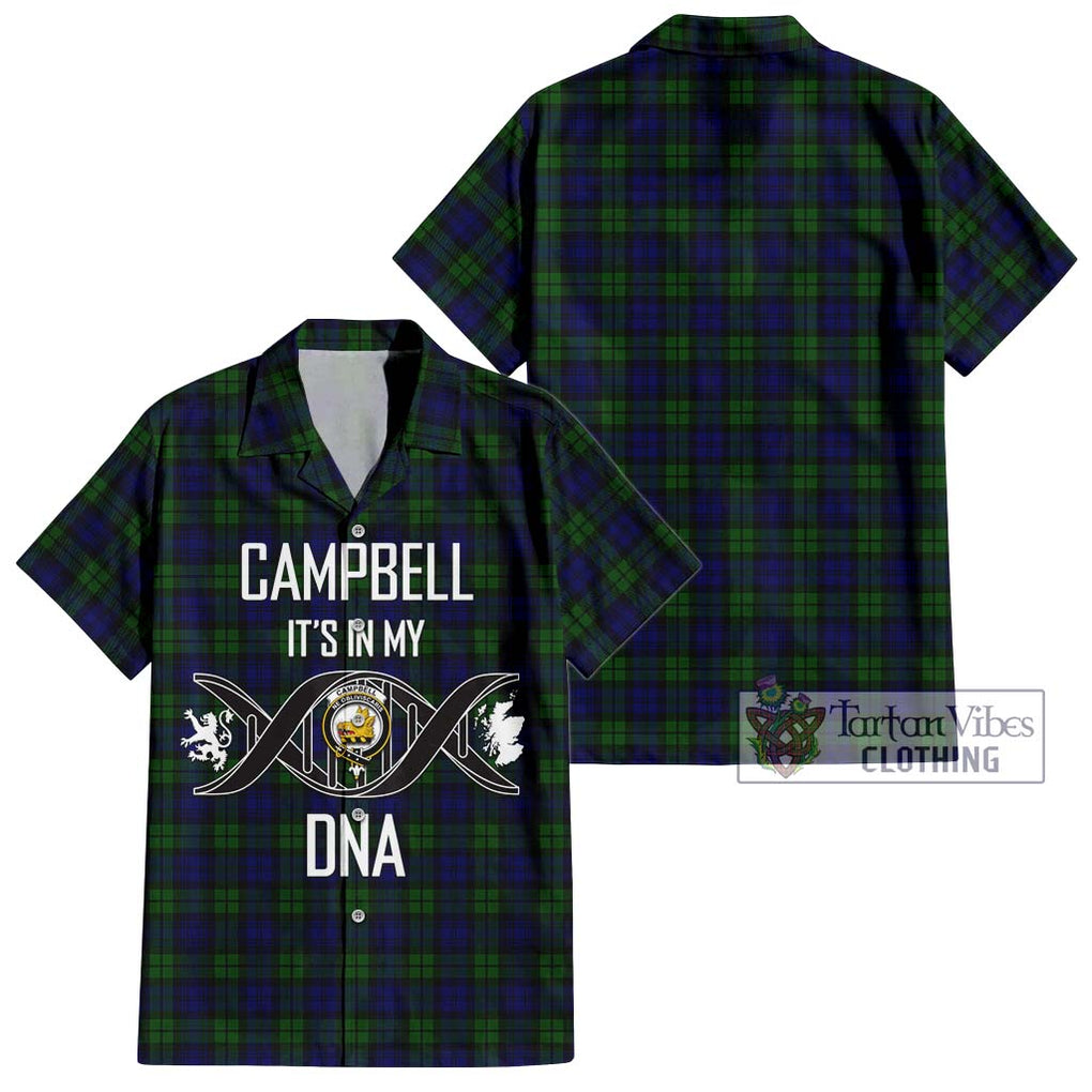 Campbell Tartan Short Sleeve Button Shirt with Family Crest DNA In Me Style Kid - Tartanvibesclothing Shop