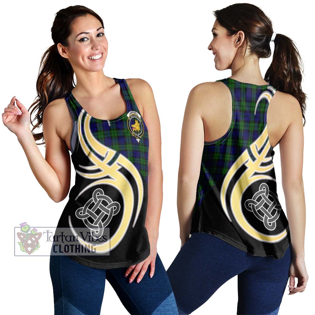 Campbell Tartan Women's Racerback Tanks with Family Crest and Celtic Symbol Style 4XL - Tartan Vibes Clothing