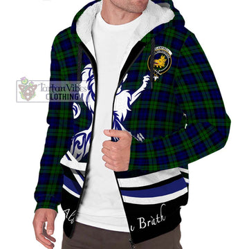 Campbell Tartan Sherpa Hoodie with Alba Gu Brath Regal Lion Emblem