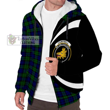 Campbell Tartan Sherpa Hoodie with Family Crest Circle Style