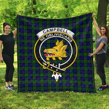 Campbell Tartan Quilt with Family Crest