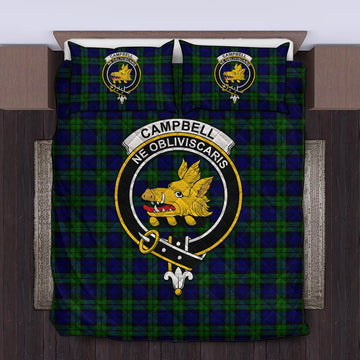 Campbell Tartan Quilt Bed Set with Family Crest