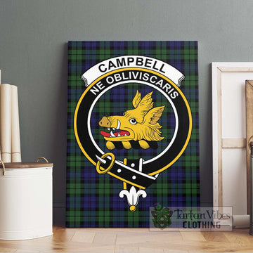 Campbell Tartan Canvas Print Wall Art with Family Crest