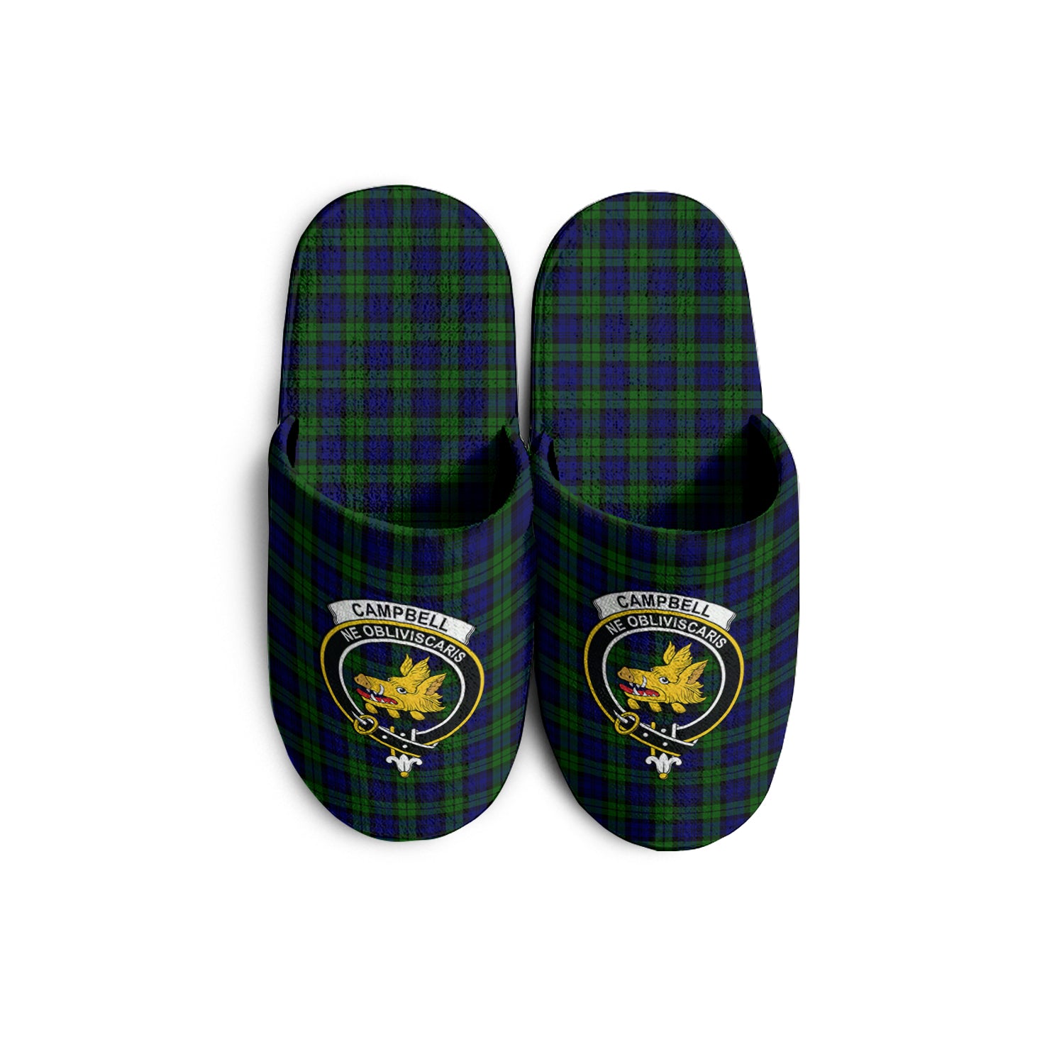 Campbell Modern Tartan Home Slippers with Family Crest - Tartanvibesclothing