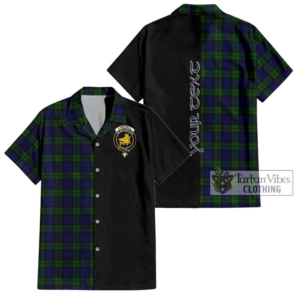 Campbell Tartan Short Sleeve Button Shirt with Family Crest and Half Of Me Style Kid - Tartanvibesclothing Shop