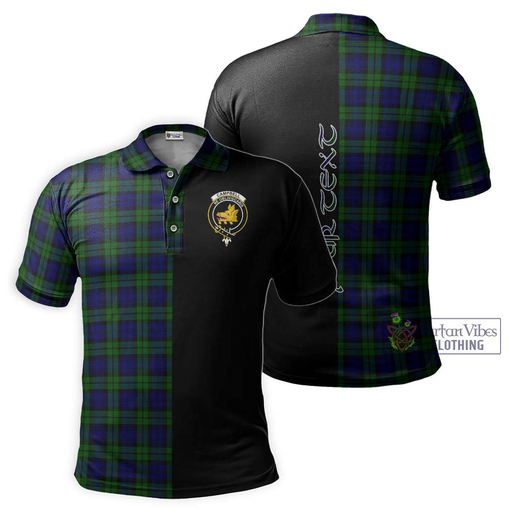 Campbell Tartan Polo Shirt with Family Crest and Half Of Me Style Kid - Tartanvibesclothing Shop