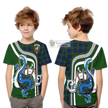 Campbell Tartan Kid T-Shirt with Epic Bagpipe Style