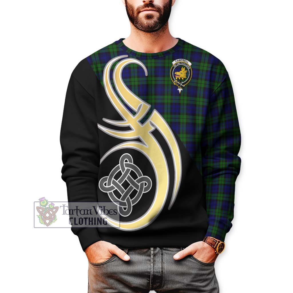 Campbell Tartan Sweatshirt with Family Crest and Celtic Symbol Style Unisex - Tartan Vibes Clothing