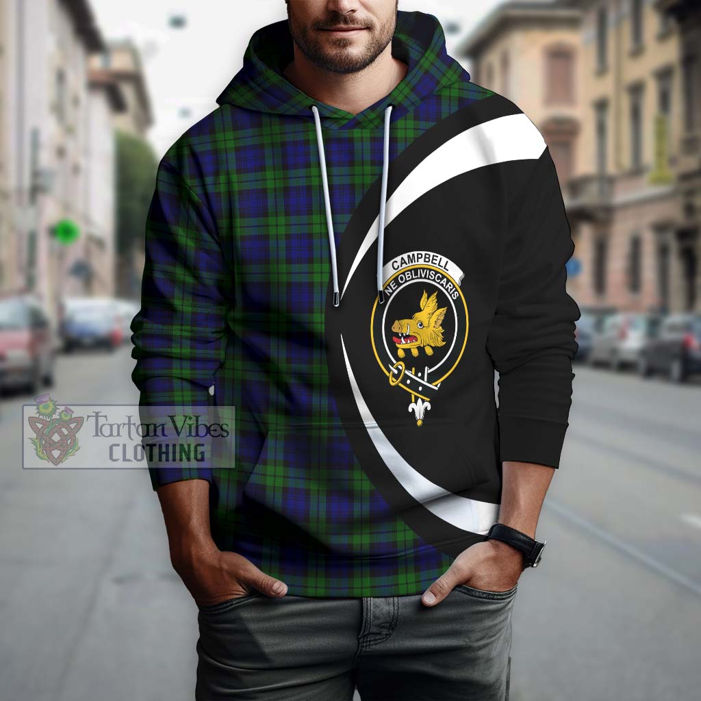 Tartan Vibes Clothing Campbell Modern Tartan Hoodie with Family Crest Circle Style