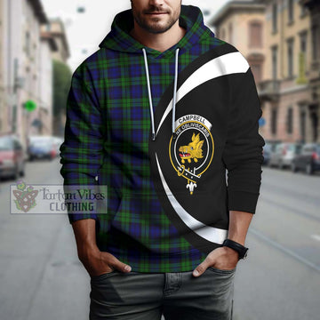 Campbell Tartan Hoodie with Family Crest Circle Style