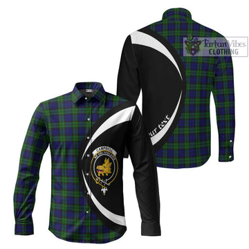 Campbell Tartan Long Sleeve Button Up with Family Crest Circle Style