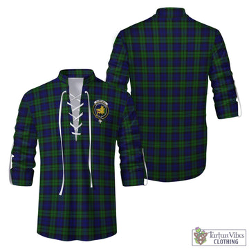 Campbell Tartan Men's Scottish Traditional Jacobite Ghillie Kilt Shirt with Family Crest