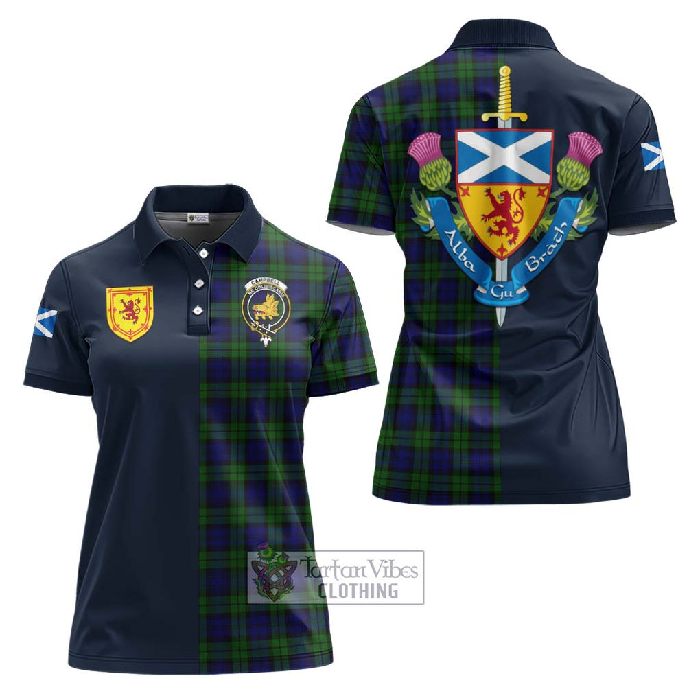 Tartan Vibes Clothing Campbell Modern Tartan Women's Polo Shirt with Scottish Lion Royal Arm Half Style