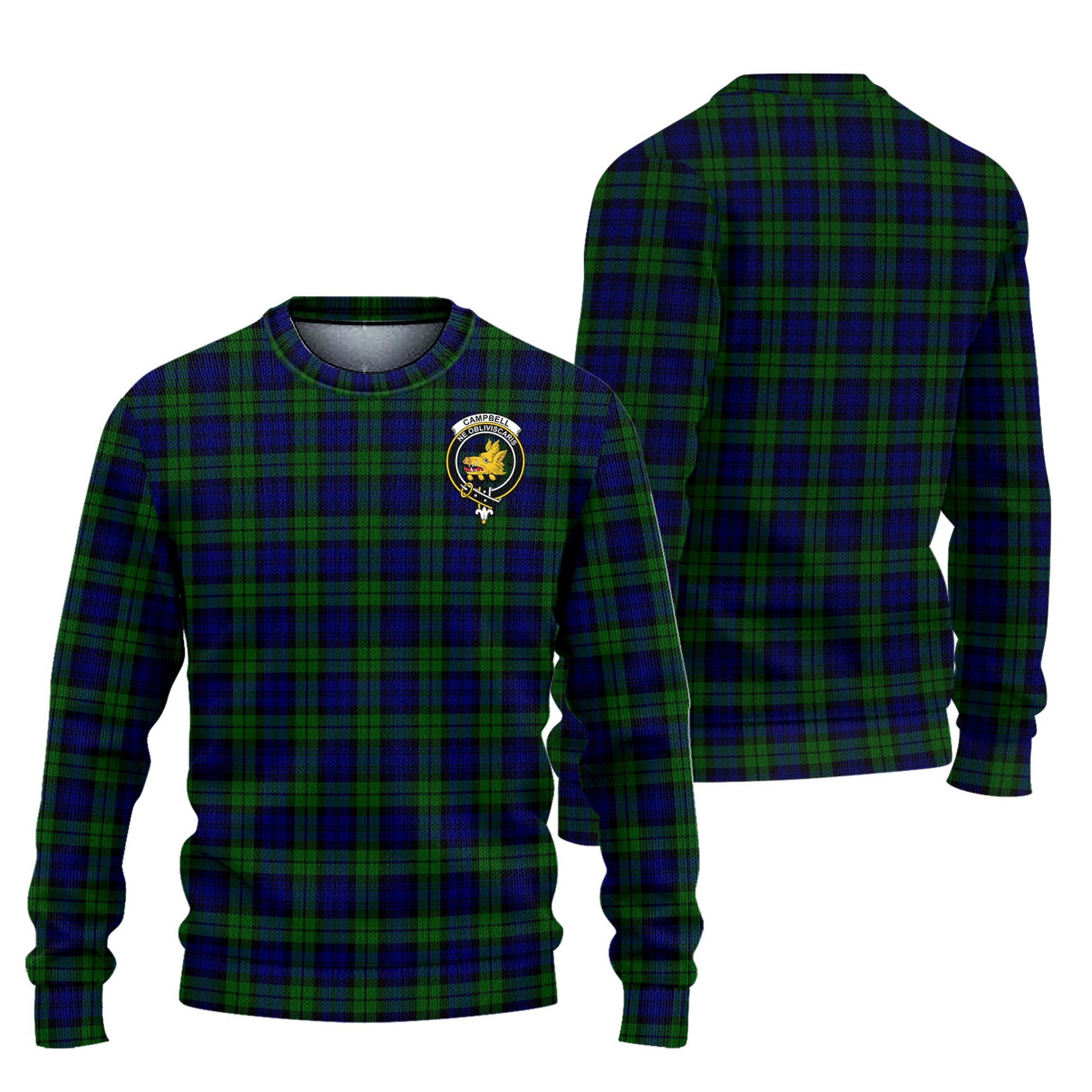 Campbell Modern Tartan Knitted Sweater with Family Crest Unisex - Tartanvibesclothing