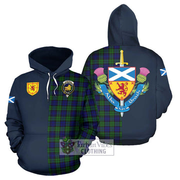 Campbell Tartan Hoodie Alba with Scottish Lion Royal Arm Half Style