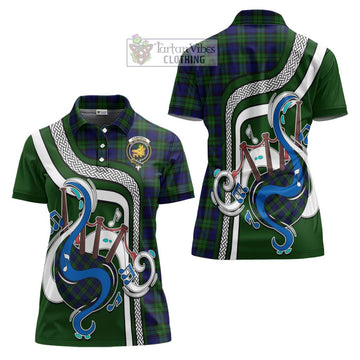 Campbell Tartan Women's Polo Shirt with Epic Bagpipe Style