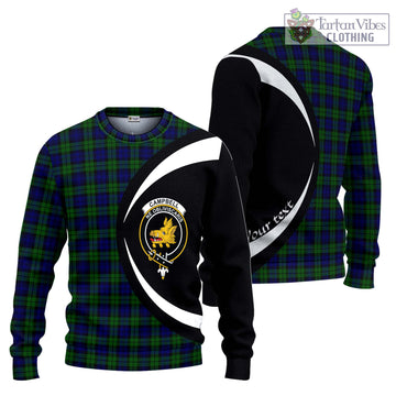 Campbell Tartan Knitted Sweater with Family Crest Circle Style