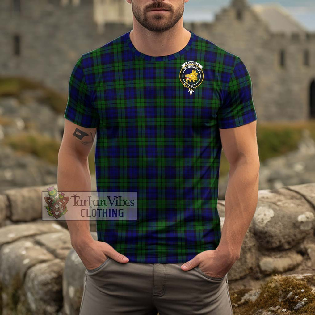 Campbell Tartan Cotton T-Shirt with Family Crest Men's Shirt - Tartanvibesclothing Shop