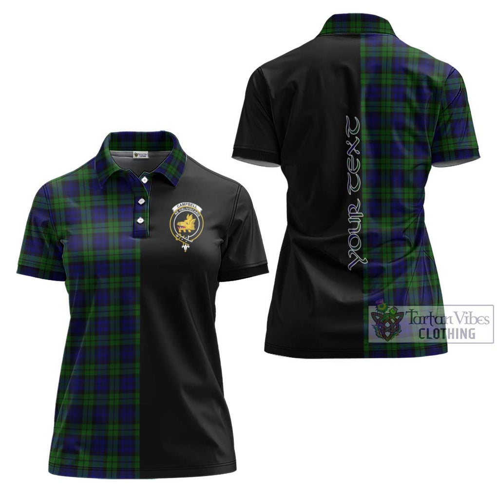 Campbell Tartan Women's Polo Shirt with Family Crest and Half Of Me Style Women - Tartanvibesclothing Shop