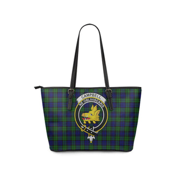 Campbell Tartan Leather Tote Bag with Family Crest