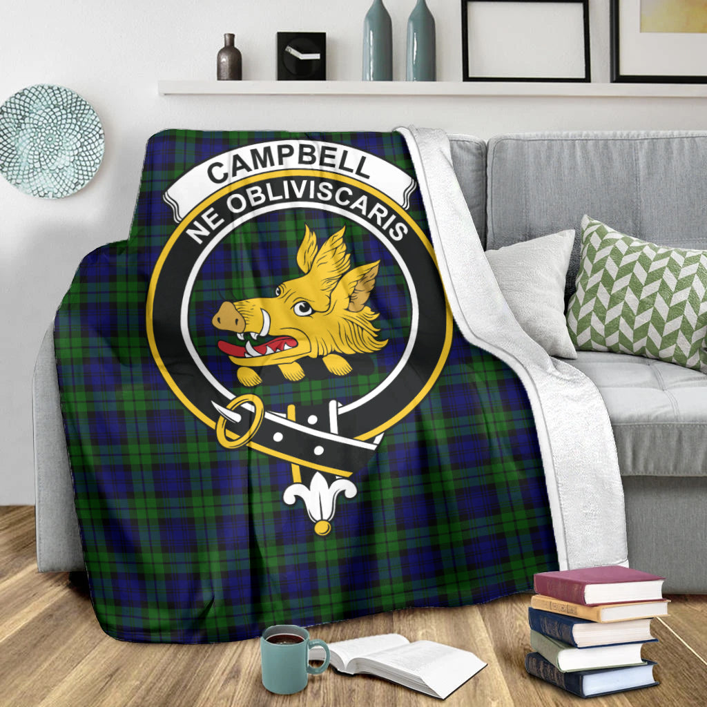 Campbell Tartan Blanket with Family Crest X-Large 59 x 79 inches 150 x 200 cm - Tartan Vibes Clothing