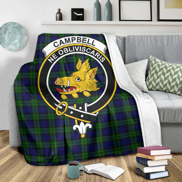 Campbell Tartan Blanket with Family Crest