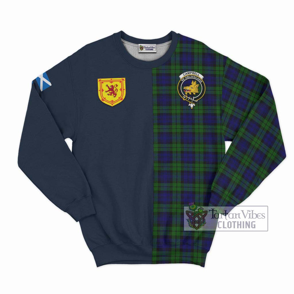 Tartan Vibes Clothing Campbell Modern Tartan Sweatshirt with Scottish Lion Royal Arm Half Style