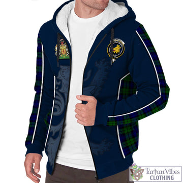 Campbell Tartan Sherpa Hoodie with Family Crest and Lion Rampant Vibes Sport Style