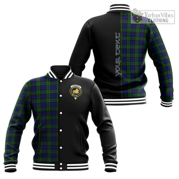 Campbell Tartan Baseball Jacket with Family Crest and Half Of Me Style