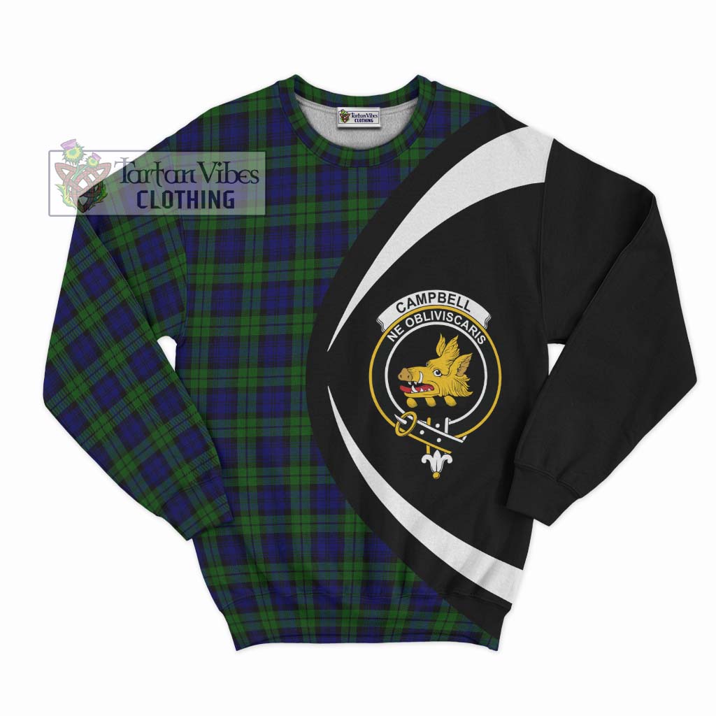 Campbell Tartan Sweatshirt with Family Crest Circle Style Unisex - Tartan Vibes Clothing