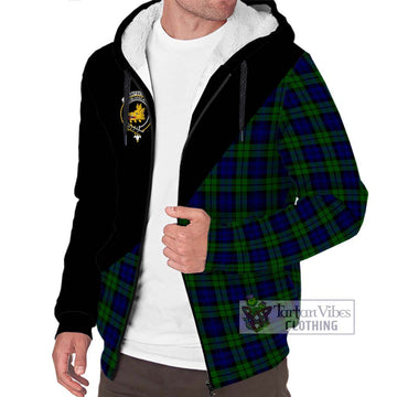 Campbell Tartan Sherpa Hoodie with Family Crest and Military Logo Style