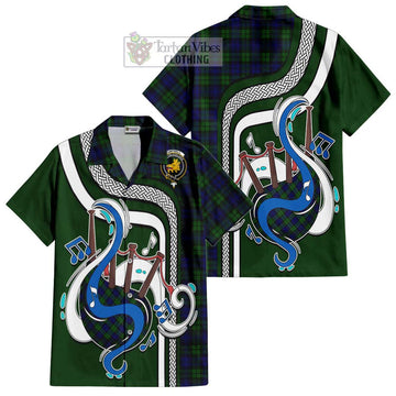 Campbell Tartan Short Sleeve Button Shirt with Epic Bagpipe Style