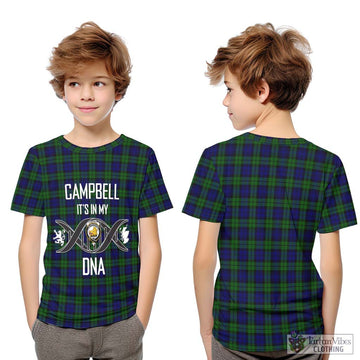 Campbell Tartan Kid T-Shirt with Family Crest DNA In Me Style