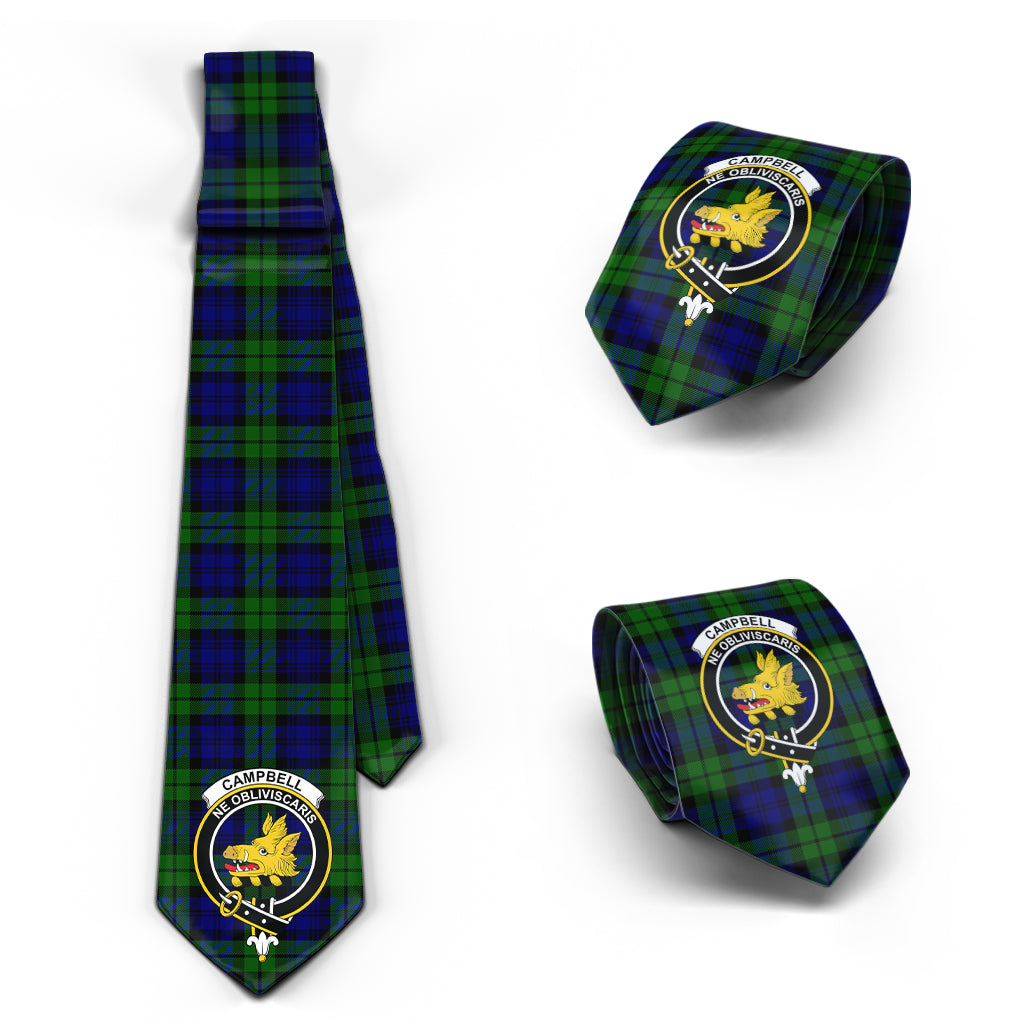 Campbell Tartan Classic Necktie with Family Crest Necktie One Size - Tartan Vibes Clothing