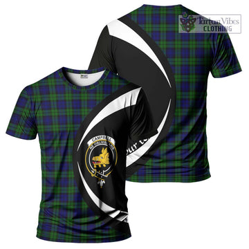 Campbell Tartan T-Shirt with Family Crest Circle Style