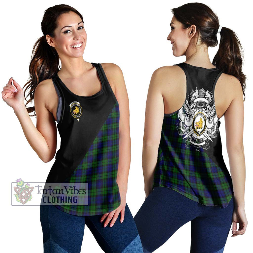 Campbell Tartan Women's Racerback Tanks with Family Crest and Military Logo Style 4XL - Tartanvibesclothing Shop