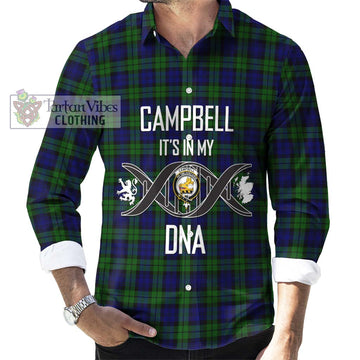 Campbell Tartan Long Sleeve Button Shirt with Family Crest DNA In Me Style