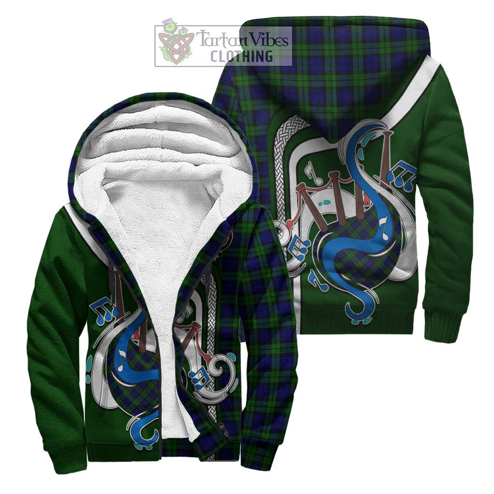 Campbell Tartan Sherpa Hoodie with Epic Bagpipe Style Unisex S - Tartanvibesclothing Shop